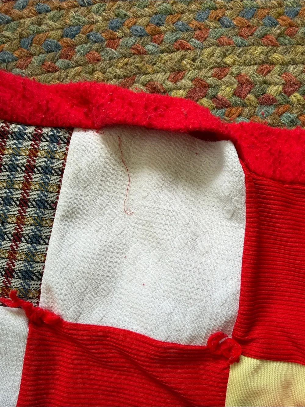 Vintage Homemade Granny Square Patchwork Twin Bed Quilt Blanket